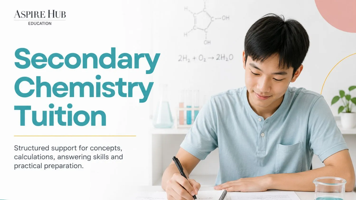 Secondary student preparing for Chemistry tuition in Singapore